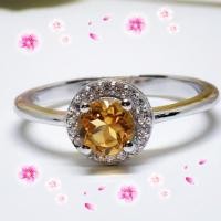 ราคา แหวนเงินแท้ ประดับหัวแหวนด้วยซิทริน รูปทรงกลม (1460689698)