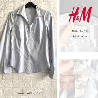 ราคา H&M เสื้อเชิ้ต แขนยาว ลายทางเล็ก สีฟ้าอ่อน มือสอง (4279427742)