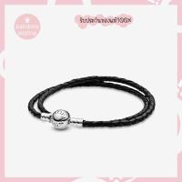 ราคา (ของแท้100%) Pandora Double Black Leather Bracelet สายหนัง สีดำ2ทบ ใส่ชาร์มได้ (6667444551)
