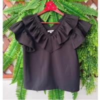 ราคา VANEZZA เสื้อสีดำ ระบายคอและแขน (14480369683)