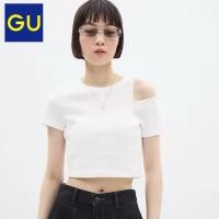 ราคา GU size m สีขาว☁️ เสื้อญี่ปุ่นมือสอง เสื้อครอป เปิดไหล่ (26725567250)