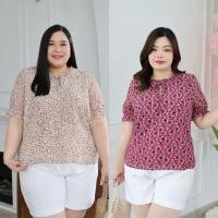 ราคา S350-0301 เสื้อชีฟอง พิมพ์ลาย อก 44-54' คอเสื้อแต่งระบาย มีซับใน ปลายแขนสม็อก เสื้อชีฟองสาวอวบพลัสไซส์ ชีฟองไซส์ใหญ่ (42208433946)