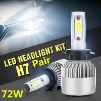 ราคา หลอดไฟหน้ารถยนต์ C8 LED ขาว ไอซ์บลู H7 1คู่ 2pc LED Headlight Kit H7 C8 72W 7200LM (5548314687)