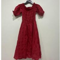 ราคา เดรสแดง แขนตุ๊กตา เกาะอกได้ ปาดไหล่ได้ (23113189967)