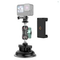 ราคา Yb2 สถิติการถ่ายภาพ PULUZ PU848 ตัวยึดถ้วยดูดสําหรับโทรศัพท์กล้องดูด Dual 360° หัวบอลหมุนได้พร้อมที่วางโทรศัพท์ กล้องกีฬา Moun (26814965264)