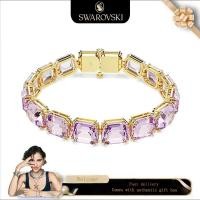 ราคา Swarovski (ใหม่) สร้อยข้อมือสุภาพสตรีแฟชั่น สร้อยข้อมือ ชุบทอง Swarovski Millenia Purple Octagon Bracelet ของขวัญวันวาเลนไทน์ ของขวัญวันเกิด (29734793929)
