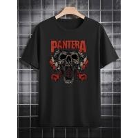 ราคา Rock Heavy Metal Style, "PANTERA ", ผ้าฝ้ายแท้ระบายอากาศ, เสื้อยืดพิมพ์ลายโลโก้วงหัวกะโหลก (40910836758)