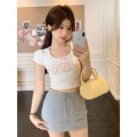 ราคา GN พร้อมส่ง เสื้อครอปผ้ายืดร่องคอตตอนแต่งอะไหล่มุขงานปักสวยผ้าเนื้อดีใส่สบายงานป้ายit's me basic (26264832337)