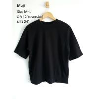 ราคา Muji เสื้อยืด mini French terry สีดำ มือ2 (23827187569)