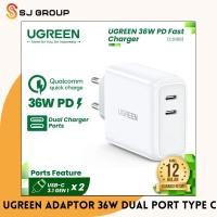 ราคา UGREEN อะแดปเตอร์ 36W Dual Port USB Type C Wall Charger Adapter 18W PD QC 3.0 (23002258729)