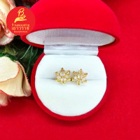 ราคา ต่างหูปักก้านทองฝังพลอย พลอยเพชรซีก ชุบทอง ทองไมครอน ใส่ออกงานได้ ใส่อาบน้ำได้ รูปถ่ายจากสินค้าจริง (19979962410)