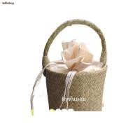 ราคา ส่งฟรี! ✒▫กระเป๋าสานกระจูดทรงถัง งานหนา2ชั้น หูสายกระจูดถัก 7*7นิ้ว (22908254065)