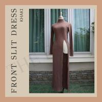 ราคา เดรสผ่าหน้ามือสอง สภาพดีมาก (ผ้าร่องยืด/สีกากี) (12514096584)