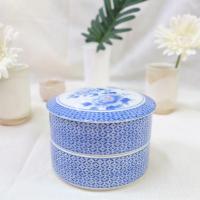 ราคา ปิ่นโตหรือกระปุก 2 ชั้นมีฝาปิด สีครามสวยคลาสสิค เซรามิกญี่ปุ่นมือสอง สภาพใหม่ (3869140106)