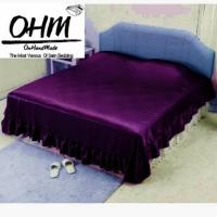 ราคา OHM ผ้าคลุมเตียงชายระบาย ผ้าซาตินแท้ 440 เส้น (เกรดพรีเมี่ยม) ขนาด 96 นิ้ว x 108 นิ้ว (สีม่วงเปลือกมังคุด) (904868271)