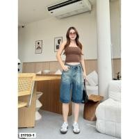 ราคา กางเกงสามส่วน ปักหมุดเพชร วิ้ง So จึ้ง วัยรุ่น ทรง วินเทจ S-3XL (29288176695)