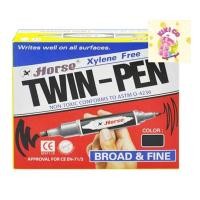 ราคา ตราม้า ปากกาเคมี 2 หัว สีดำ 2 12 ด้าม (24045412841)