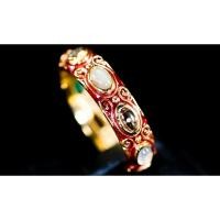 ราคา (R189 ชื่อแบบ "ทุ่งฟ้า") : แหวนทรงพิรอดประดับพลอยนพเก้าลงยาสีแดง (17293985550)