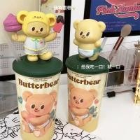 ราคา 【พร้อมส่ง】ถ้วยฟางตุ๊กตาร่วมแบรนด์ Butterbear (แท้), ถ้วยจี้กามเทพ,แดนซิ่งแบร์แก้วน้ำพลาสติกลายการ์ตูน 625ml (29863754024)