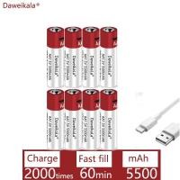 ราคา Daweikala New AA USB rechargeable Li ion battery 1.5V AA 5500mah / Li ion battery watch for toys MP3 player thermometer (20793236641)
