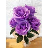 ราคา ดอกกุหลาบ สีม่วง มีช่อละ 7 ดอก ดอกไม้ประดิษฐ์ ทำจากผ้า สีสันสดใส (8150640869)