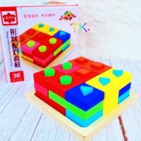 ราคา บล็อกไม้รูปทรงเรขาคณิตสวมหลัก 9 เสา ของเล่นไม้เสริมพัฒนาการ เสริมทักษะการเรียนรู้ (9304120100)
