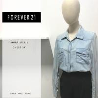 ราคา Forever21 เสื้อเชิ้ต สียีนส์ แขนยาว มือสอง (4041539457)