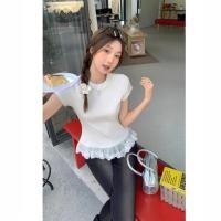 ราคา ลูกไม้สีขาวแขนสั้นเสื้อยืดผู้หญิงสบายๆสีทึบเกาหลีรุ่น สูงสุด (25143039095)