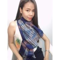 ราคา ผ้าพันคอย้อมสีครามธรรมชาติแท้ (7167643566)