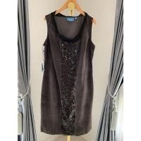 ราคา Simply Vera Wang Dark Gray Plaid Shadow Sequin Panel Dress Womens Sz 6 EUC (22464927100)