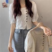 ราคา SYสินค้าพร้อมส่ง เสื้อลายลูกไม้แขนสามส่วนปักลายน่ารักแฟชั่นเกาหลี สำหรับผู้หญิง (21735502490)
