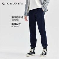 ราคา ❤ GIORDANO Men Pants 100% Cotton Corduroy Warm Drawstring Elastic Waist Solid Color Simple Fash (28740127369)