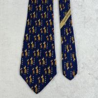 ราคา เนคไทมือสองSalvatore Ferragamo Silk Tie Blue Golf Player Design Made in Italy (42261000492)
