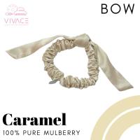 ราคา ยางรัดผมผ้าไหมแท้ รุ่น Bow สี Caramel ยางผ้าไหมถนอมเส้นผม mulberry แท้ 100% mulberry silk scrunchie (28360073122)