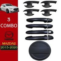 ราคา ชุดแต่ง Mazda2 2015-2019 เบ้าประตู,มือจับประตู,ฝาถัง ดำด้าน 4ประตู Mazda-2 (9311190360)