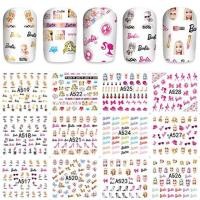 ราคา แผ่นละ12฿ แทททูติดเล็บบาร์บี้ สติกเกอร์ติดเล็บ ลอกลายน้ำ Barbie nail tattoo (3433464938)