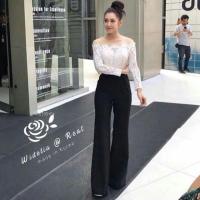 ราคา งานสวย งานเนี้ยบ Jumpsuit ทรงสวยมาก ตัวเสื้อสวยเก๋ด้วยเนื้อผ้าลูกไม้แขนยาว มีซิปหลัง ปลายขากางเกงแต่งขาม้า (1347676453)