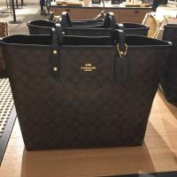 ราคา Coach F36658 Reversible City Tote In Signature Brown Black (1587577775)