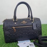 ราคา เหมือนใหม่ งานช้อป หมอน 10.5 นิ้ว ลายซี Coach มือสองของแท้ Coach 91614 Rowan Signature Satchelสีดำ ปั๊มนูนลายซี (19713932489)