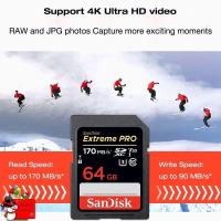 ราคา SanDisk Extreme Pro SD Card SDXC speed up to 95MB/s-170MB/s UHS-I Class10 SDHC(16GB/32GB/64GB/128GB)Memory Card 4K（100％） (10009571167)