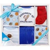 ราคา Luvable Friends Baby Gift Set กิ๊ฟเซ็ตของขวัญเสื้อผ้าเด็ก 6 ชิ้น ลายเบสบอล สีฟ้า (465340599)