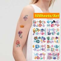 ราคา 10แผ่น/ชุด ❤ สติ๊กเกอร์รอยสักกลิตเตอร์ชั่วคราวนางเงือกน้อย ❤ รอยสักกันน้ําสําหรับแขนเซ็กซี่กระดูกไหปลาร้าร่างกายศิลปะมือเท้า (27581565640)