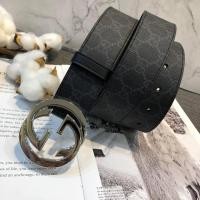 ราคา (ตัวแทนจัดซื้อใหม่) GUCCI classic double G หัวเข็มขัดเงิน PVC เข็มขัดหนังป้องกันรอยขีดข่วน 411924 K (28164103132)