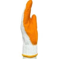 ราคา ถุงมือผ้าเคลือบยางพาราธรรมชาติ สีส้ม น้ำยางแท้ 100% (42058659564)