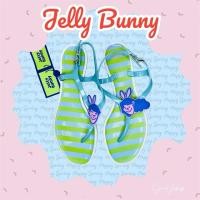 ราคา [New] Jelly Bunny แท้ รองเท้าแตะส้นแบน รัดข้อ ลายทาง (29852994512)