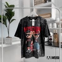 ราคา เสื้อวินเทจ สกีนลายMoschino✅ผ้าคอตตอนฟอกแท้100% (18560268139)