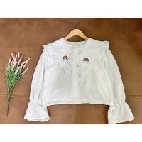 ราคา เสื้อครอปแขนยาวสีขาว ปกปักลายรุ้ง (26258803099)