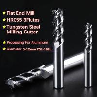ราคา 1 pcs end Mill ตัด HRC55 3 ขลุ่ย 3 มม.-12 มม.75L-100L Alloy Mill ทังสเตนเหล็ก Cnc Milling เครื่องตัด end mills คาร์ไบด์ส (40313621285)