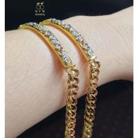 ราคา สร้อยข้อมือกลิ้งได้+สายเลส เพชร Round Brilliant 12/0.18 ct. (24788925265)