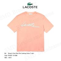 ราคา Lacoste เสื้อยืดคอกลม Women’s Crew Neck Print Lettering Cotton T-shirt Code: TF5227 10 2QK (18682022670)